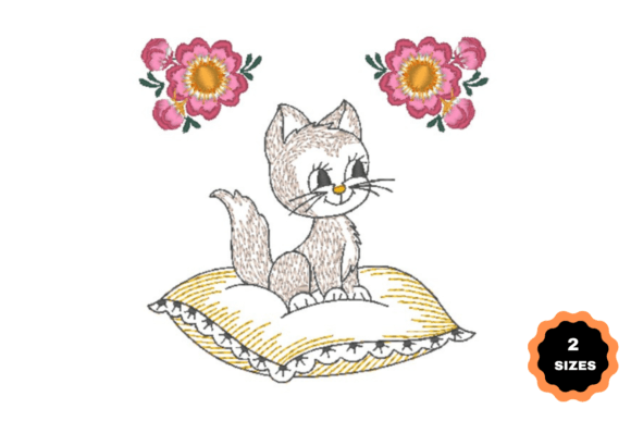 Pretty Cat Embroidery Design